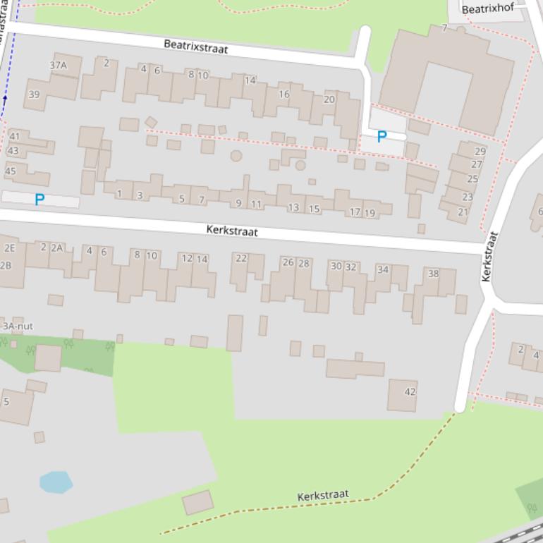 Kaart van de Kerkstraat.