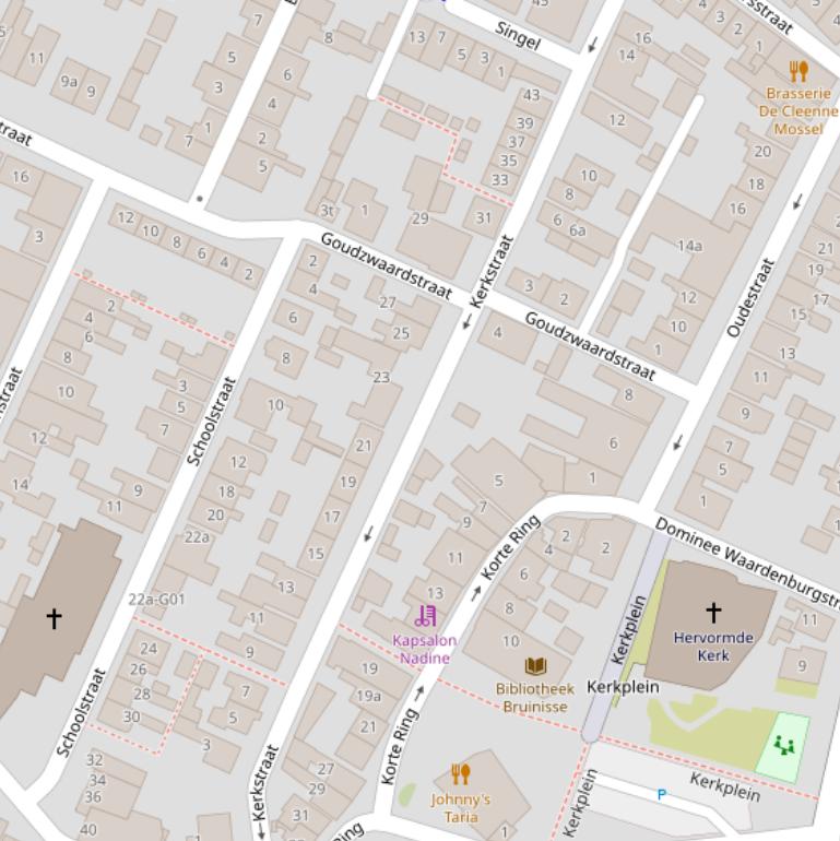 Kaart van de Kerkstraat.