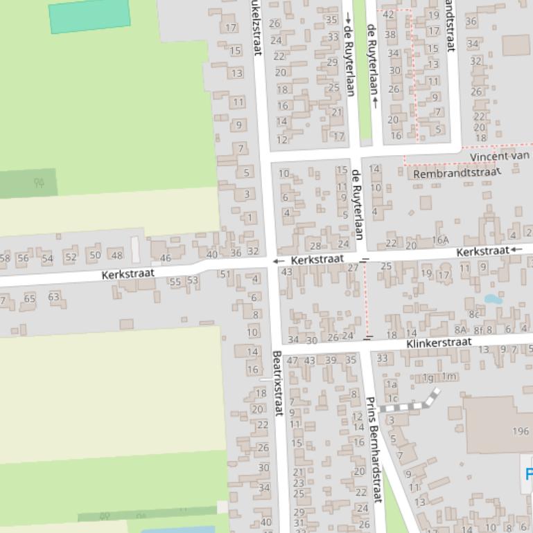 Kaart van de Kerkstraat.