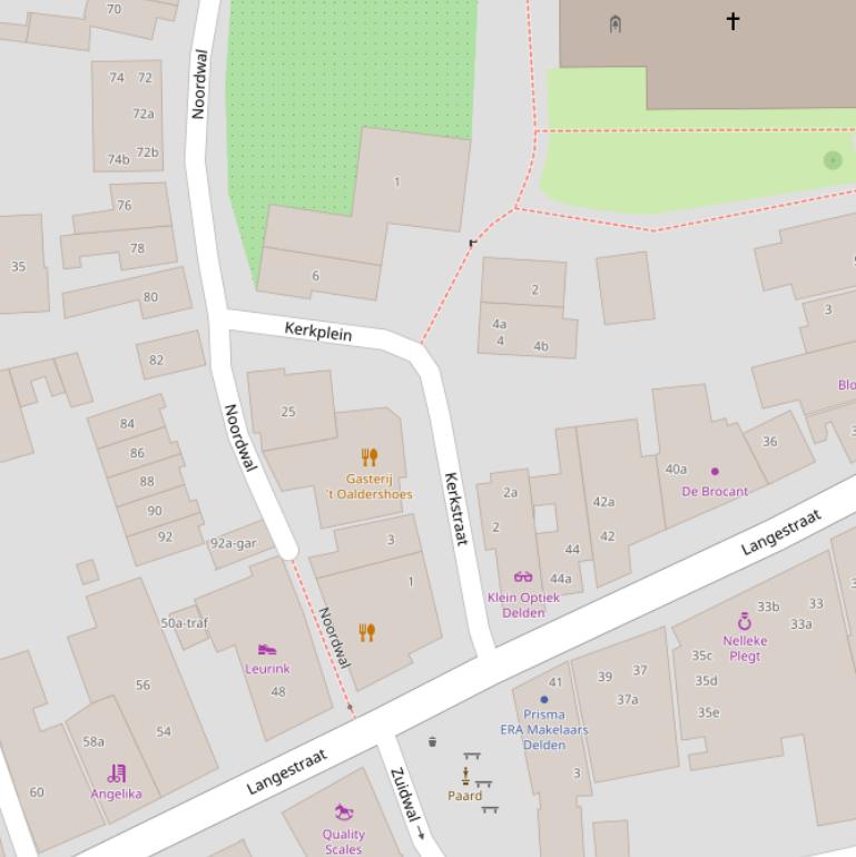 Kaart van de Kerkstraat.