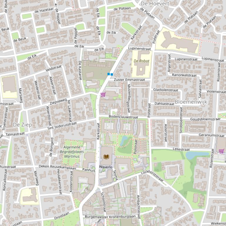 Kaart van de Kerkstraat.