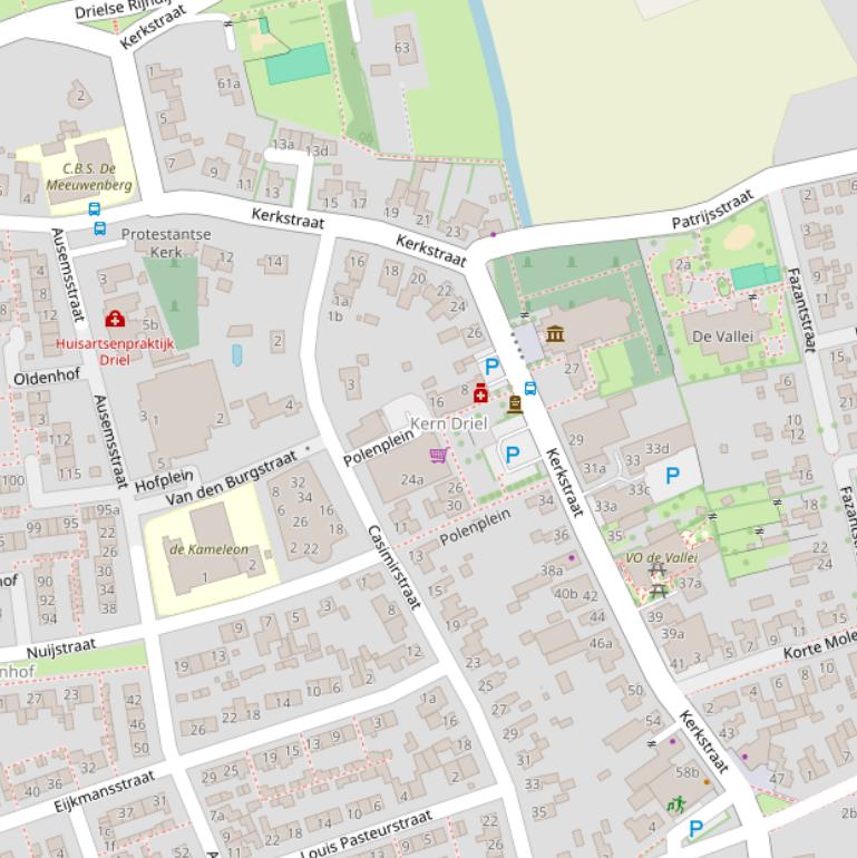 Kaart van de Kerkstraat.