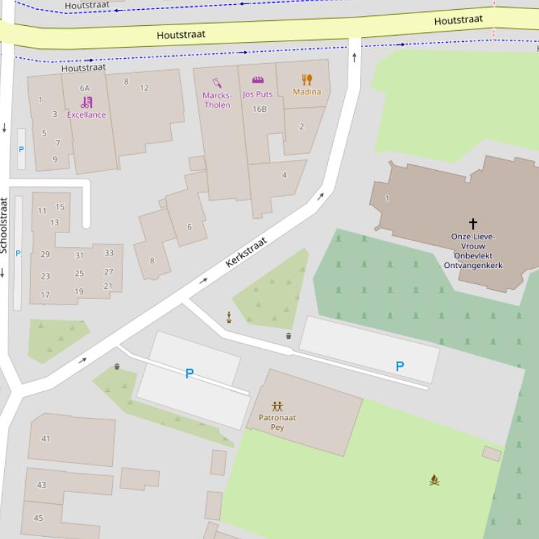 Kaart van de Kerkstraat.