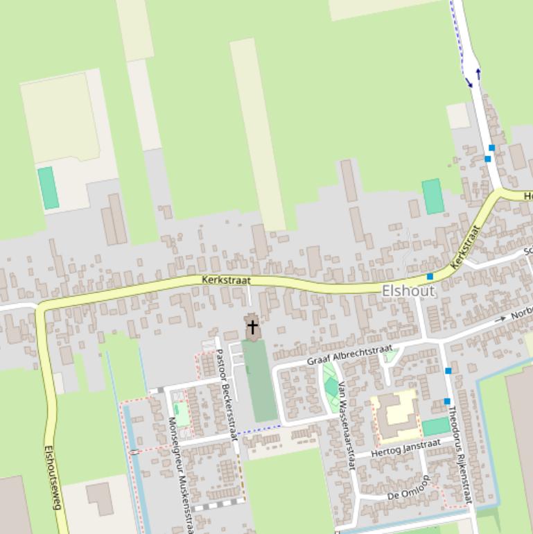 Kaart van de Kerkstraat.