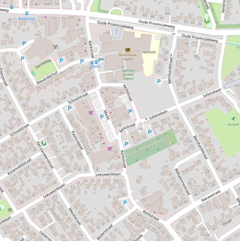 Kaart van de Kerkstraat.