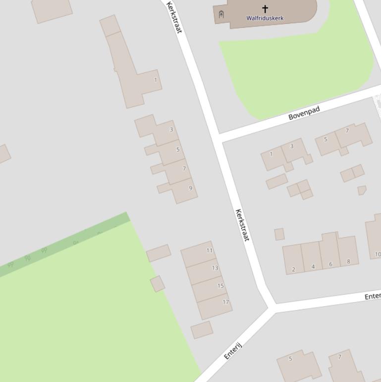 Kaart van de Kerkstraat.