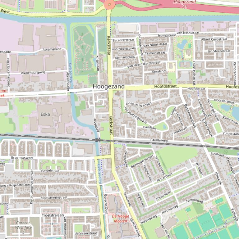 Kaart van de Kerkstraat.