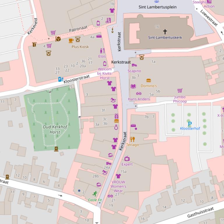 Kaart van de Kerkstraat.