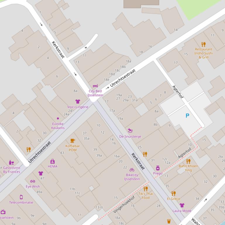 Kaart van de Kerkstraat.