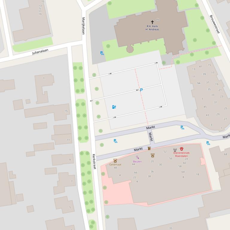 Kaart van de Kerkstraat.