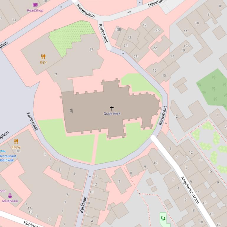 Kaart van de Kerkstraat.