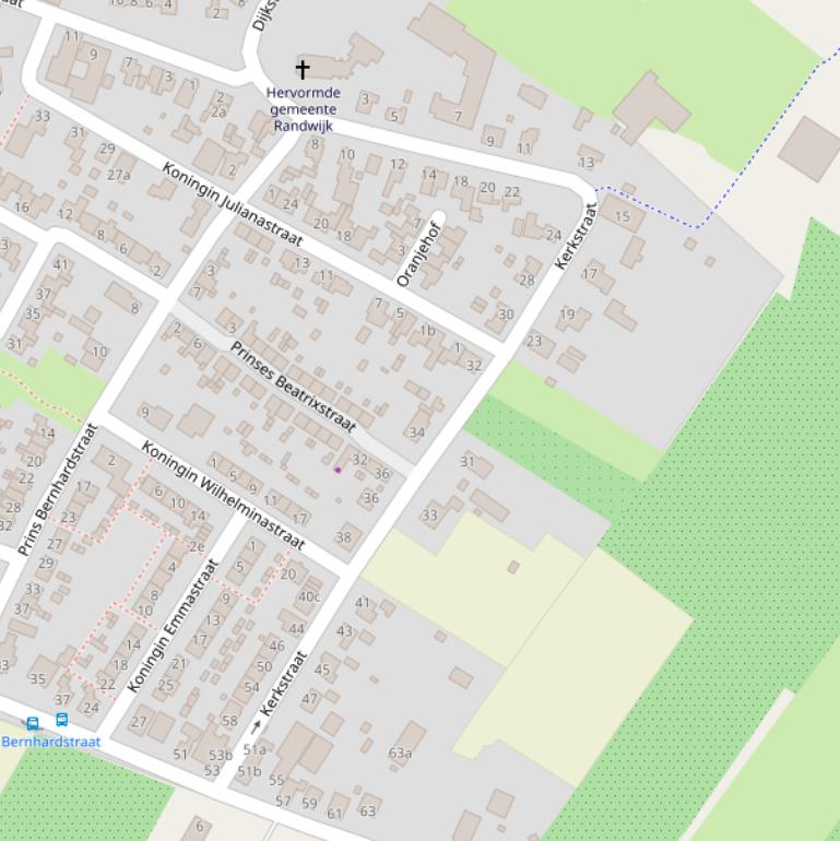 Kaart van de Kerkstraat.