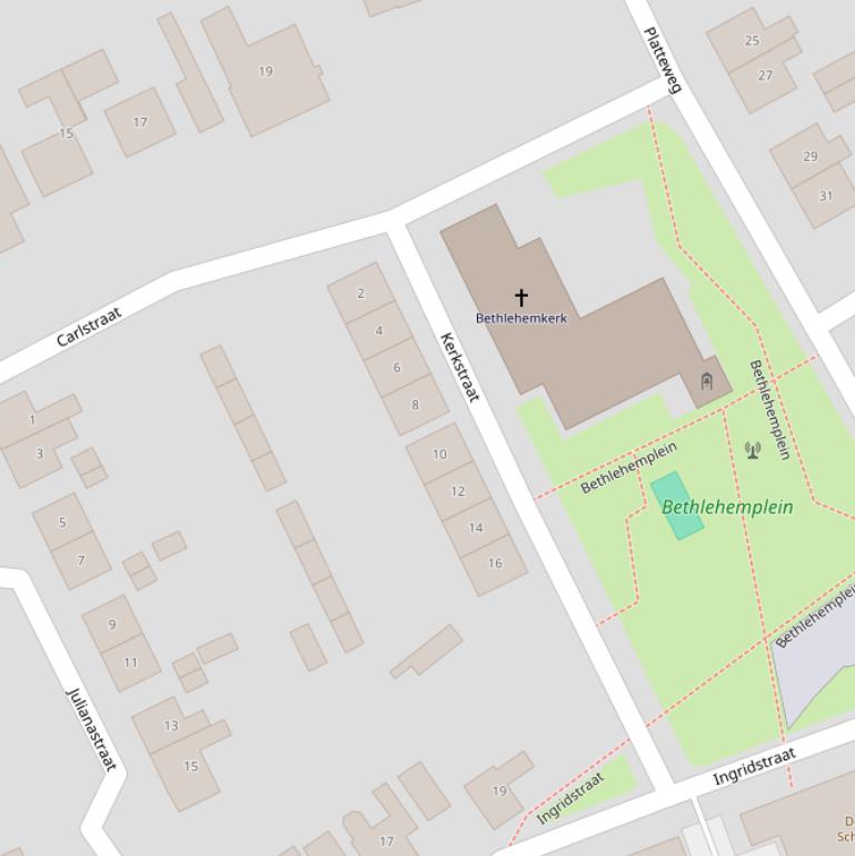 Kaart van de Kerkstraat.