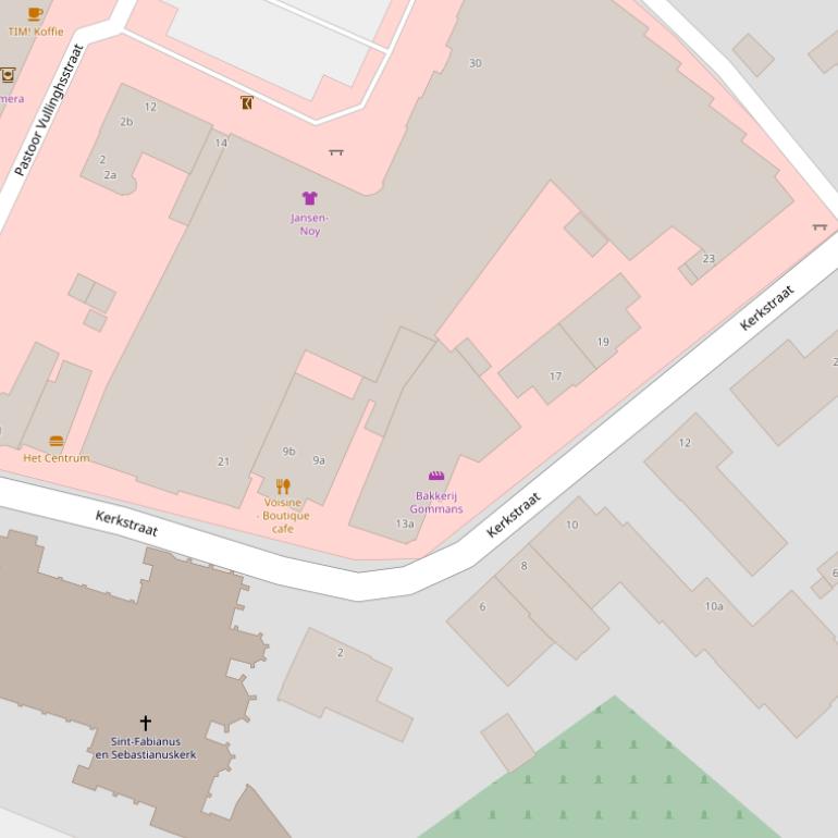 Kaart van de Kerkstraat.