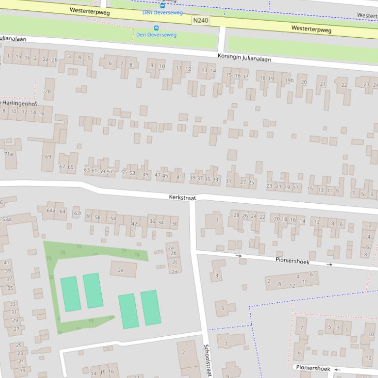 Kaart van de Kerkstraat.