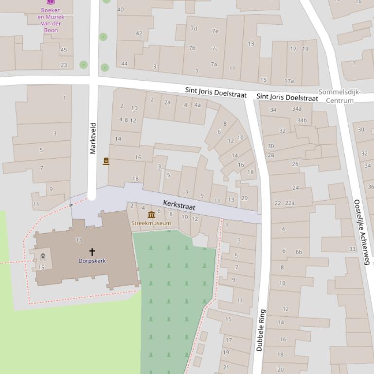 Kaart van de Kerkstraat.