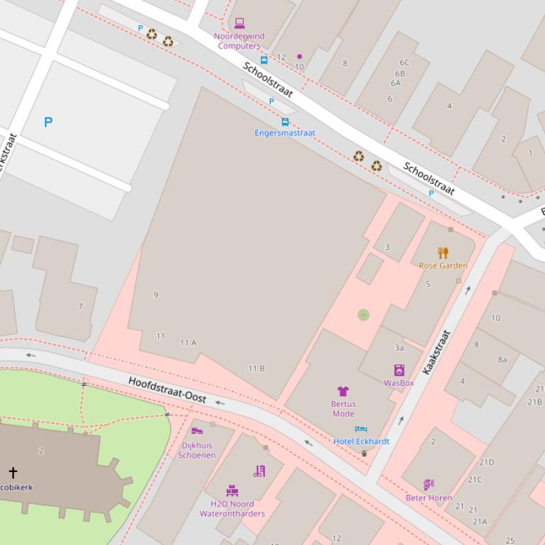 Kaart van de Kerkstraat.