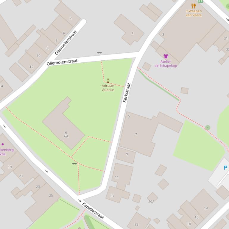 Kaart van de Kerkstraat.