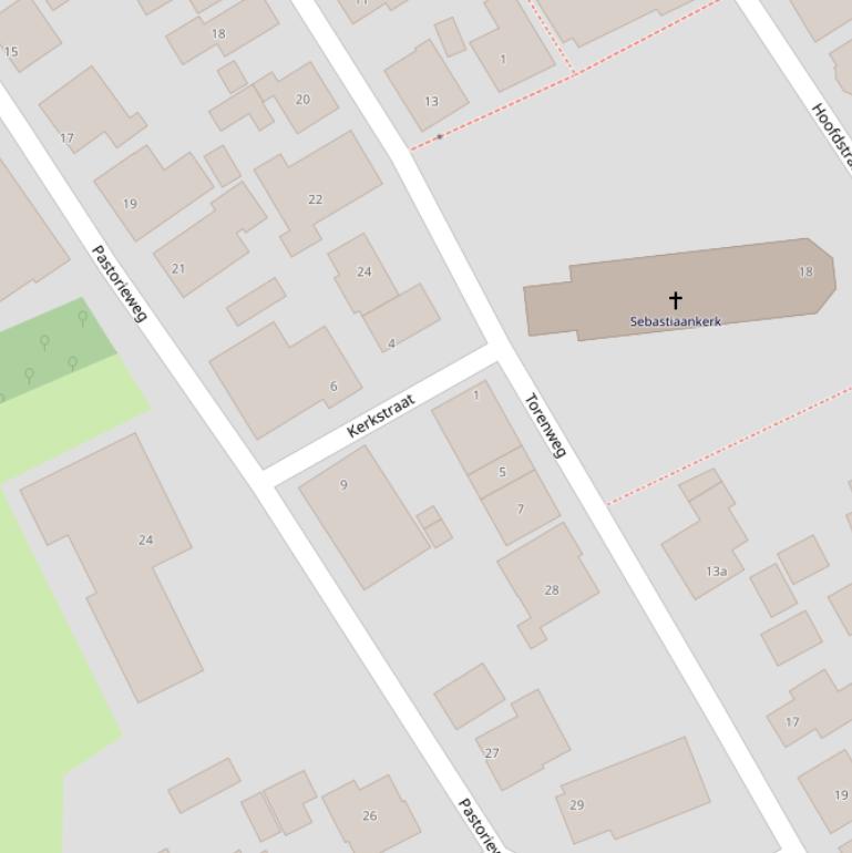 Kaart van de Kerkstraat.