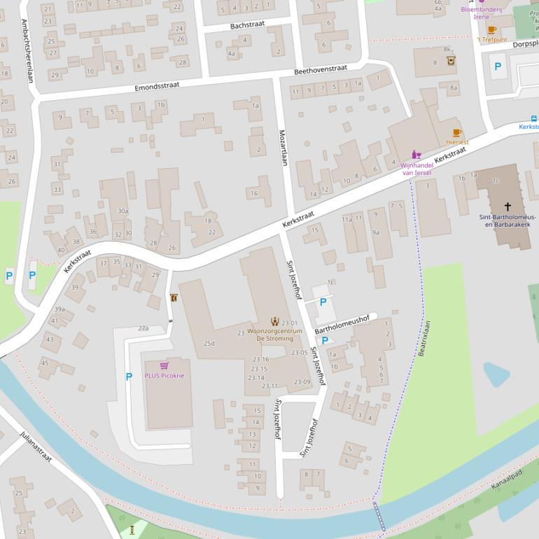 Kaart van de Kerkstraat.