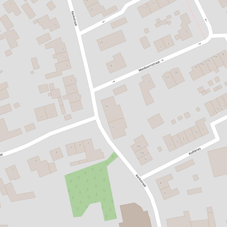 Kaart van de Kerkstraat.