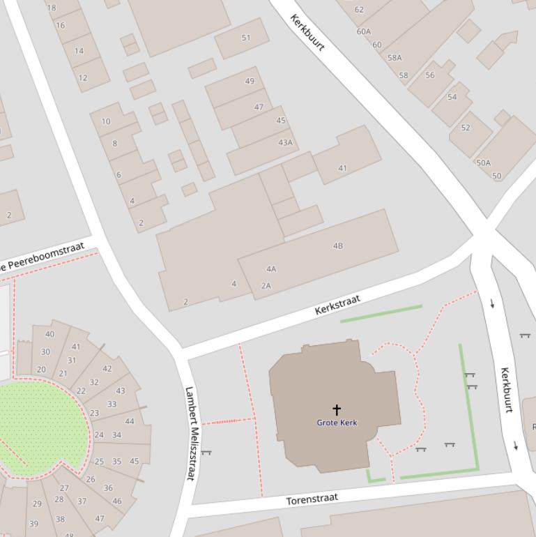 Kaart van de Kerkstraat.