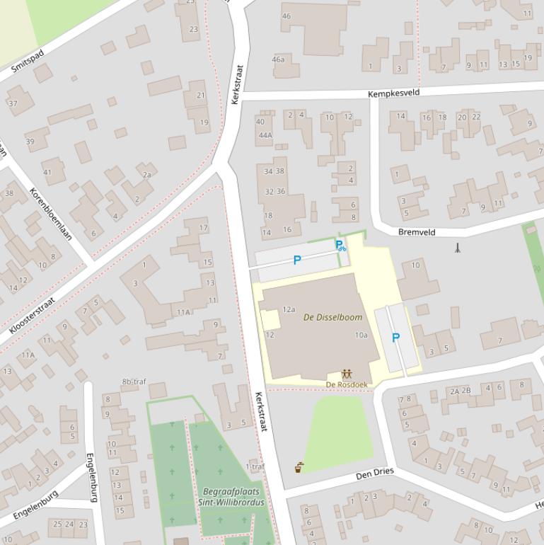 Kaart van de Kerkstraat.