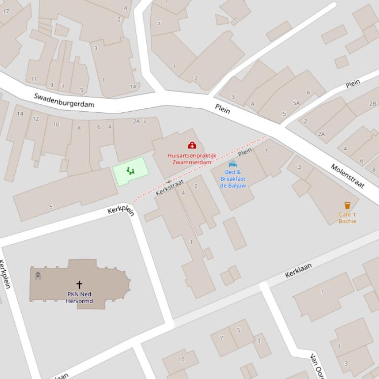 Kaart van de Kerkstraat.