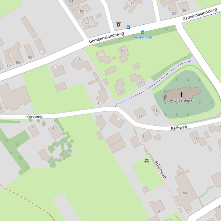 Kaart van de Kerkweg.