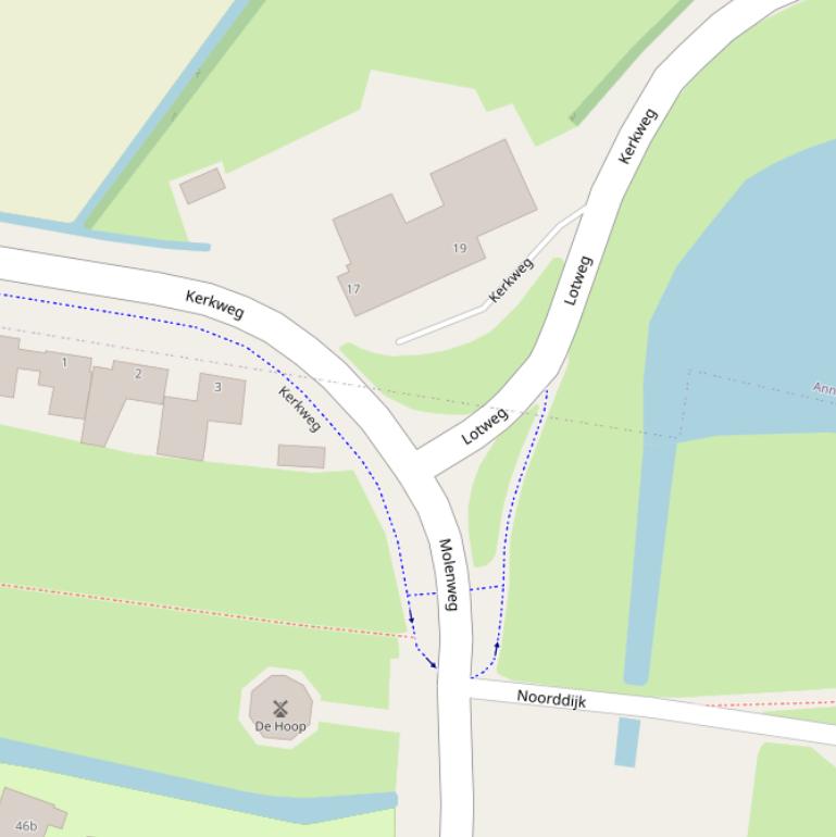 Kaart van de Kerkweg.