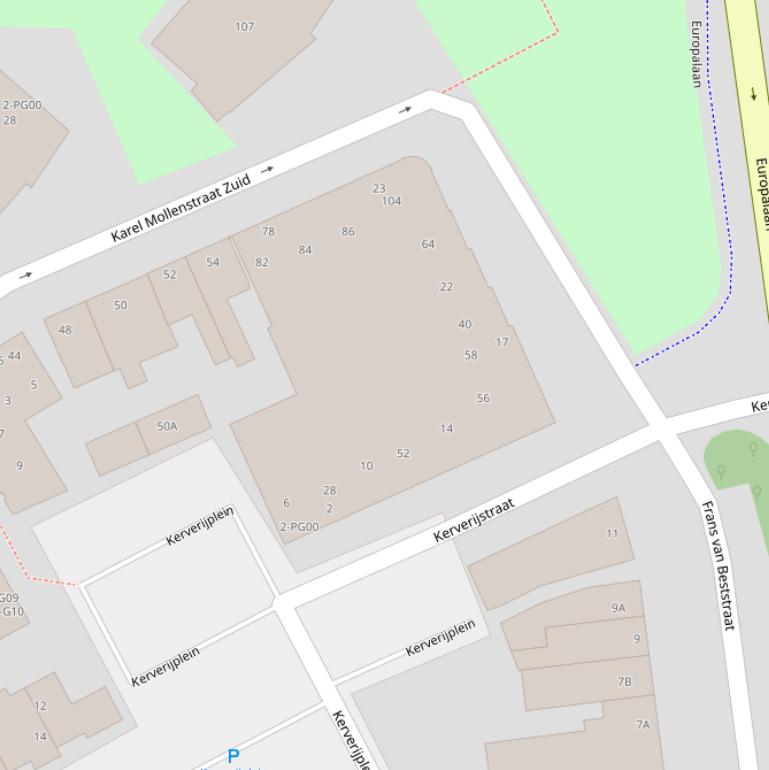 Kaart van de Kerverijstraat.