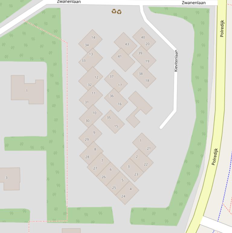 Kaart van de Kievitenlaan.