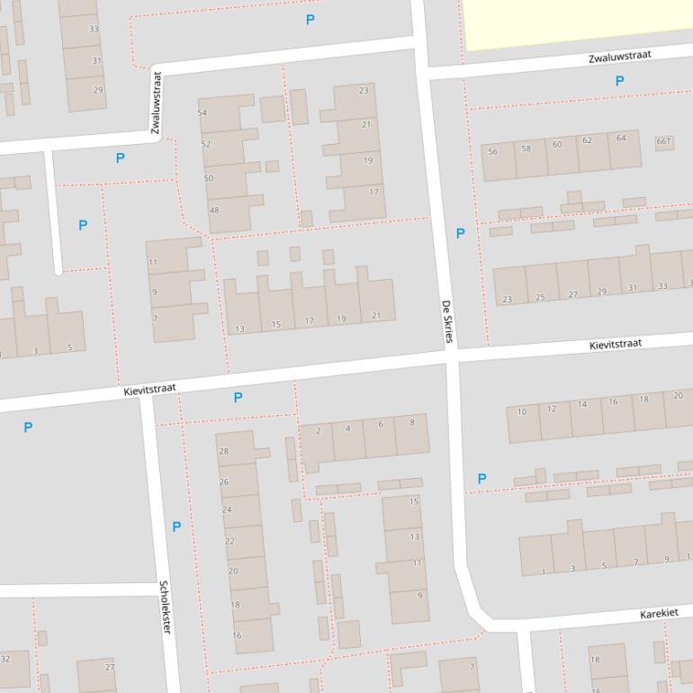 Kaart van de Kievitstraat.