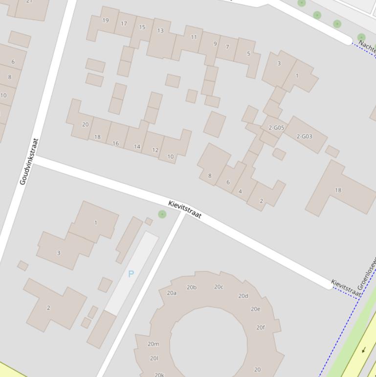 Kaart van de Kievitstraat.