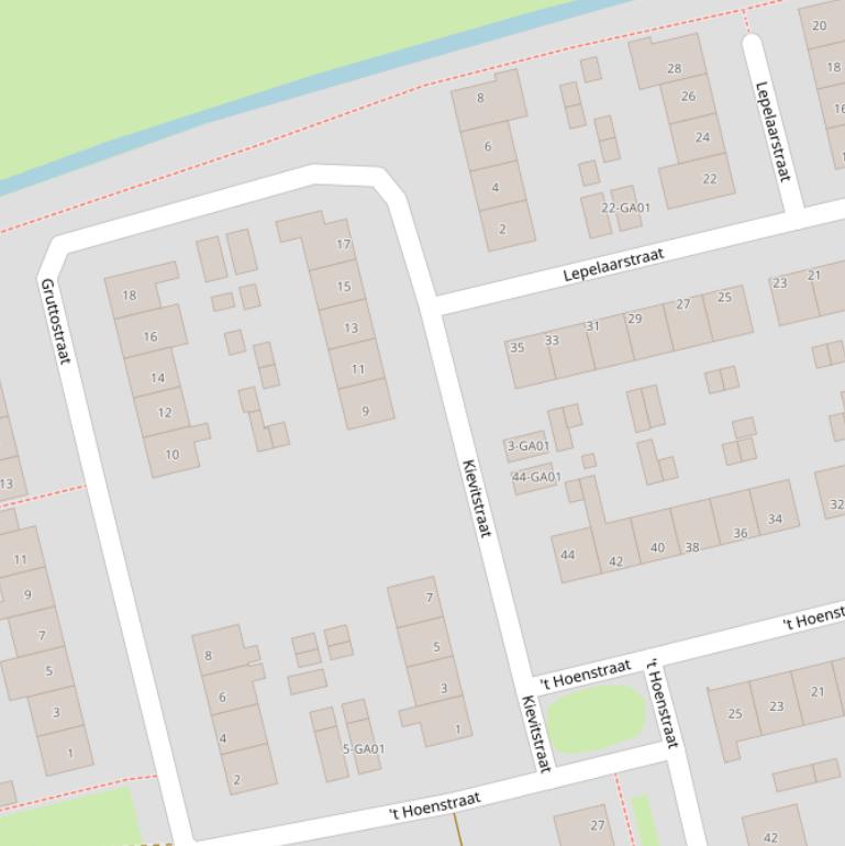 Kaart van de Kievitstraat.