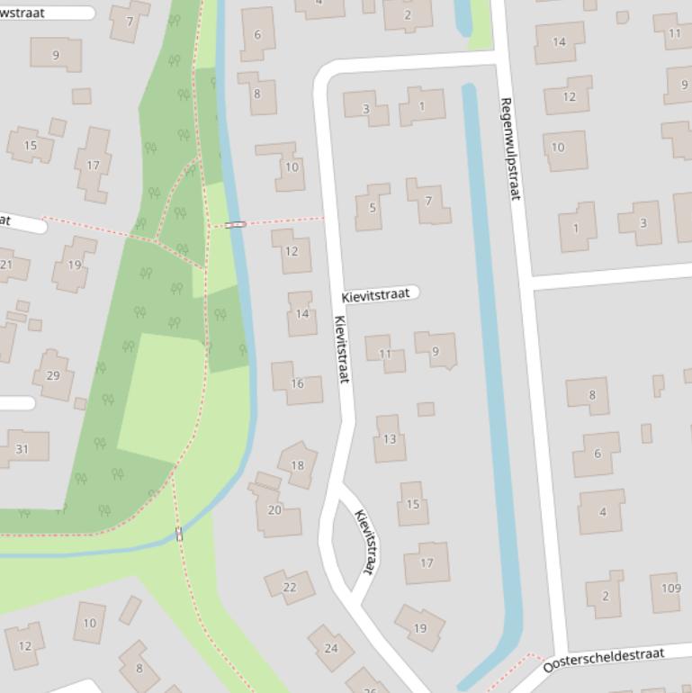 Kaart van de Kievitstraat.