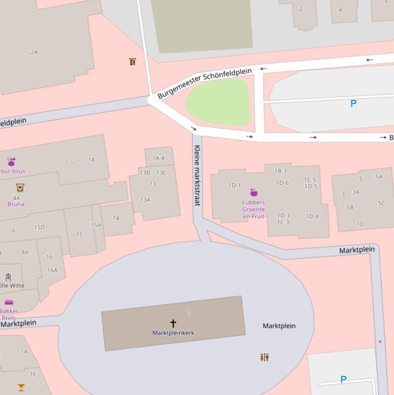 Kaart van de Kleine Marktstraat.