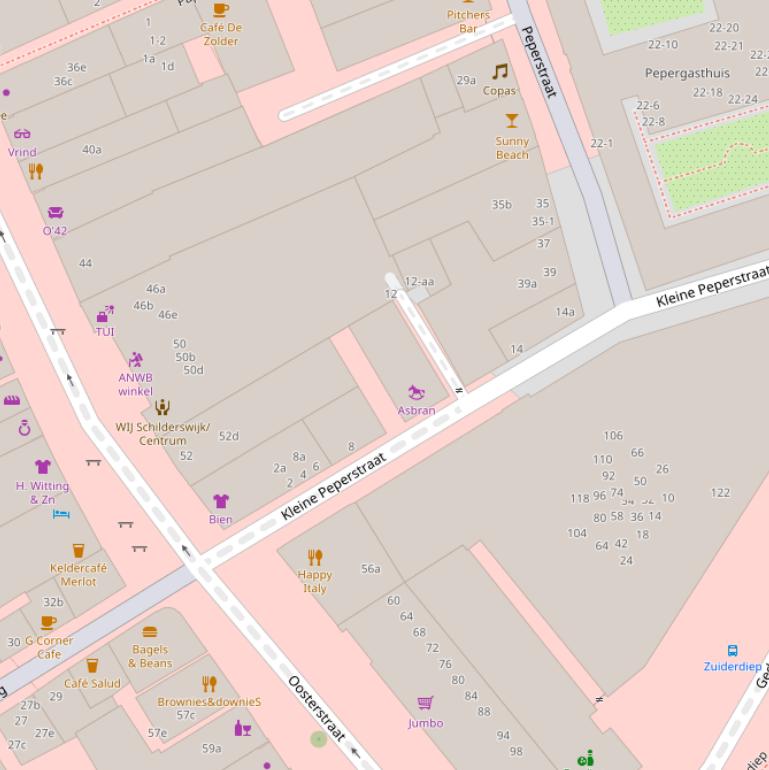 Kaart van de Kleine Peperstraat.