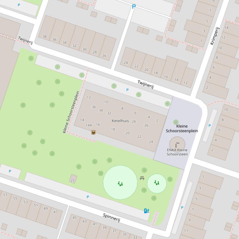 Kaart van het Kleine Schoorsteenplein.