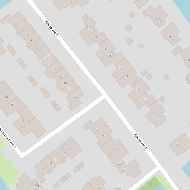 Kaart van het Kleine Werf.