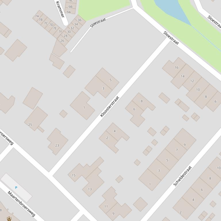 Kaart van de Kloosterstraat.