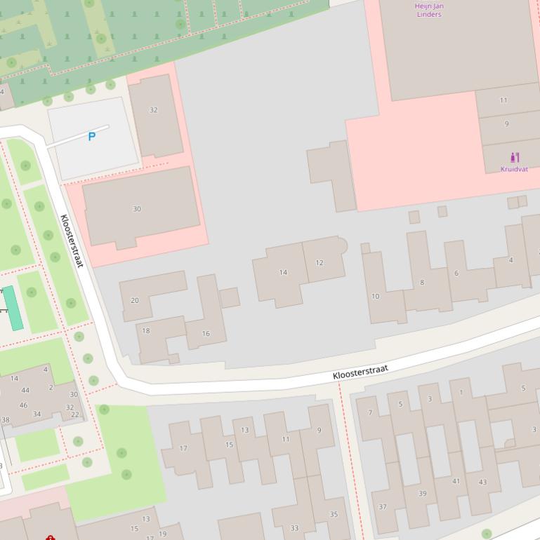 Kaart van de Kloosterstraat.