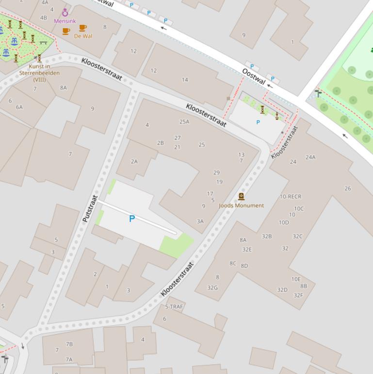 Kaart van de Kloosterstraat.