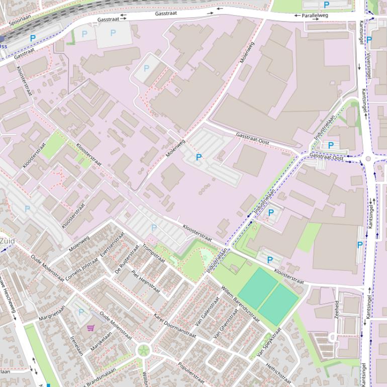 Kaart van de Kloosterstraat.