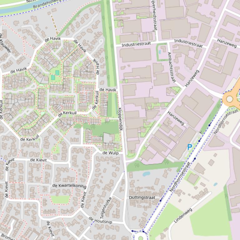 Kaart van de Kloppendijk.