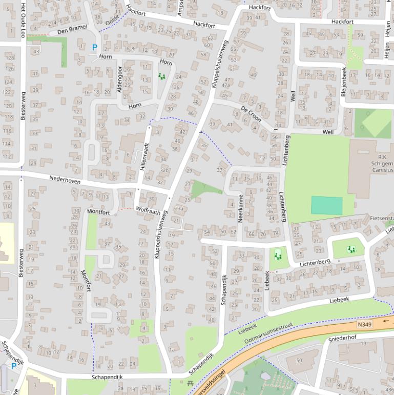 Kaart van de Kluppelshuizenweg.