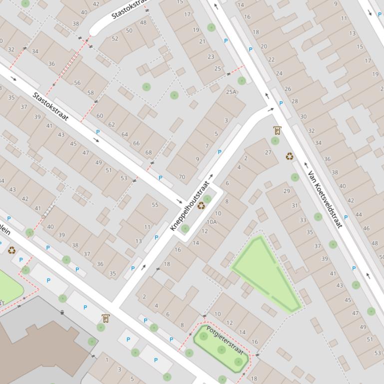 Kaart van de Kneppelhoutstraat.