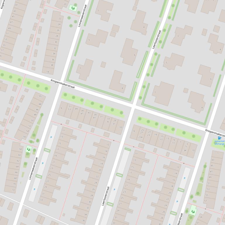 Kaart van de Knopenmakerstraat.