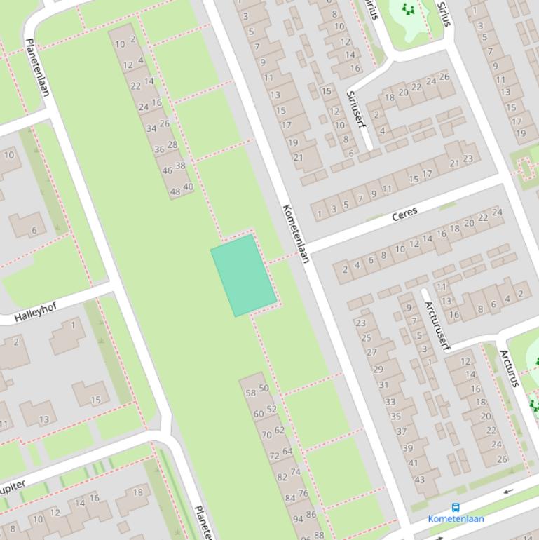 Kaart van de Kometenlaan.