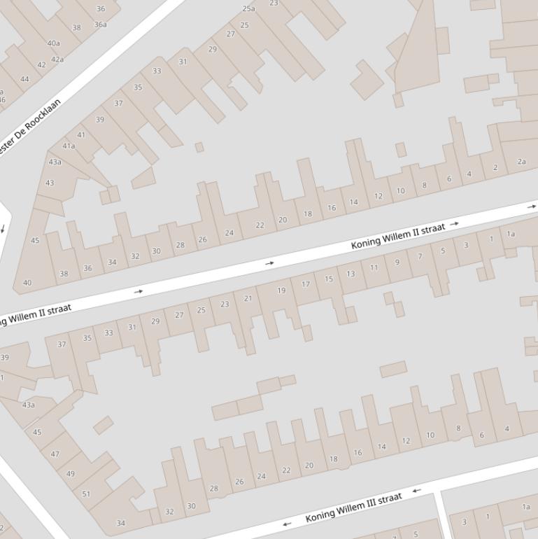 Kaart van de Koning Willem II straat.